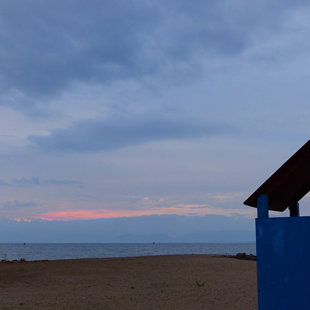 Sunset at the beach of  Messolonghi Lagoon Greece. www.ornithologiki.gr