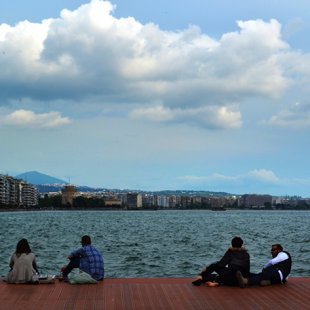 Relaxing together at Thessaloniki, Macedonia, Greece