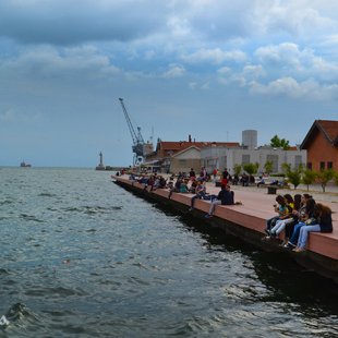 the old dock reconstructed at the port of Thessaloniki, Greece