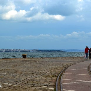 walking together at Thessaloniki, Macedonia, Greece