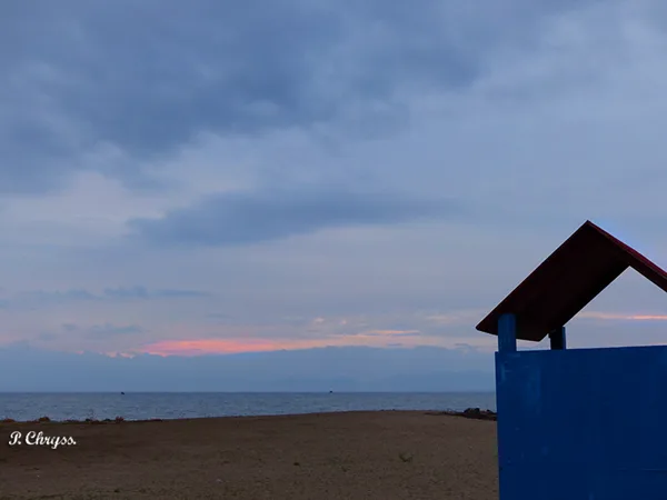 Sunset at the beach of  Messolonghi Lagoon Greece. www.ornithologiki.gr