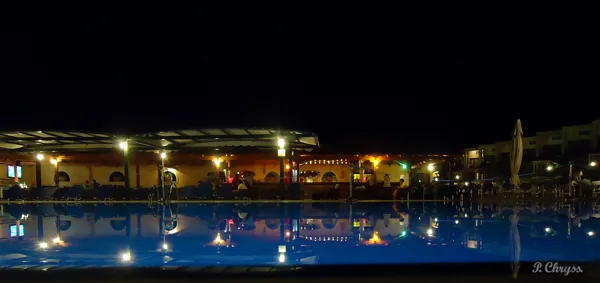 night by the pool, Halkidiki, Macedonia Greece