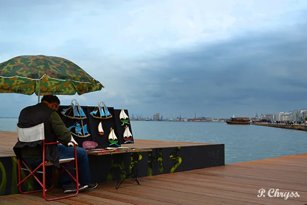 peddler sleeping at Thessaloniki, Macedonia, Greece
