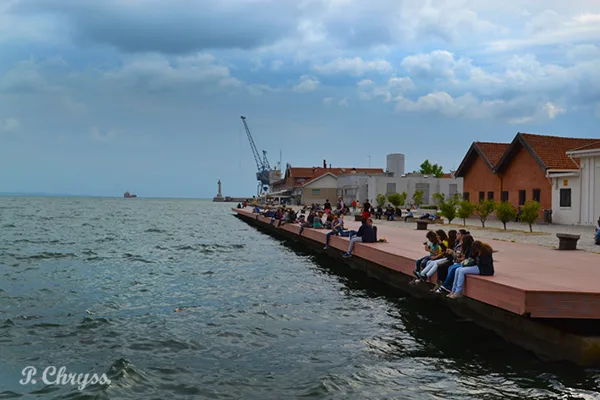 the old dock reconstructed at the port of Thessaloniki, Greece
