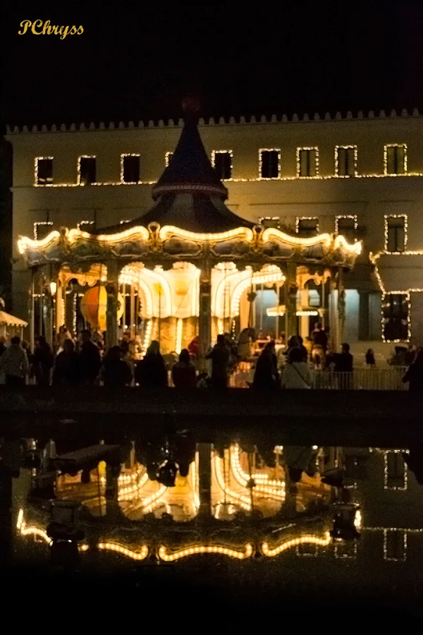 Christmas playground in front of the Athens City Hall