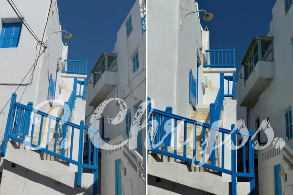 antennas - wires "gone" and the Mykonos street looks better!