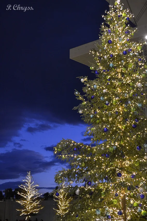 the "blue hour" at the at the SNF Cultural Center, Athens, Greece
